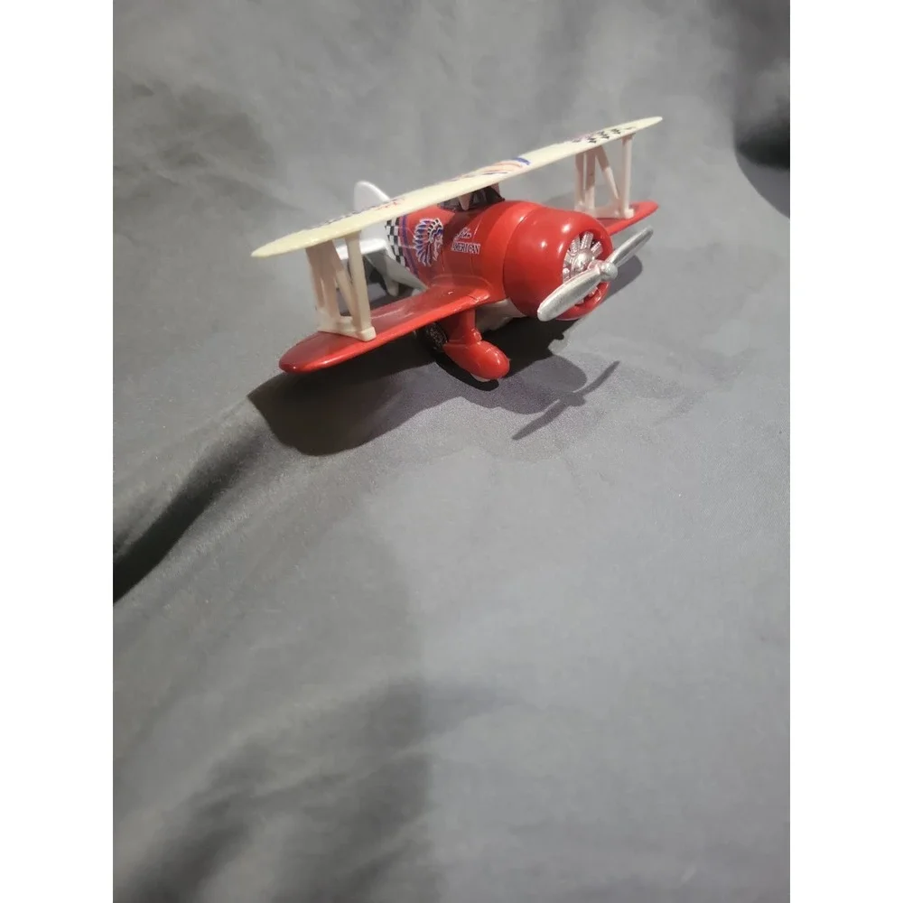 Toysmith Plane John American Biplane Pull Back Release Toy Die Cast & Plastic